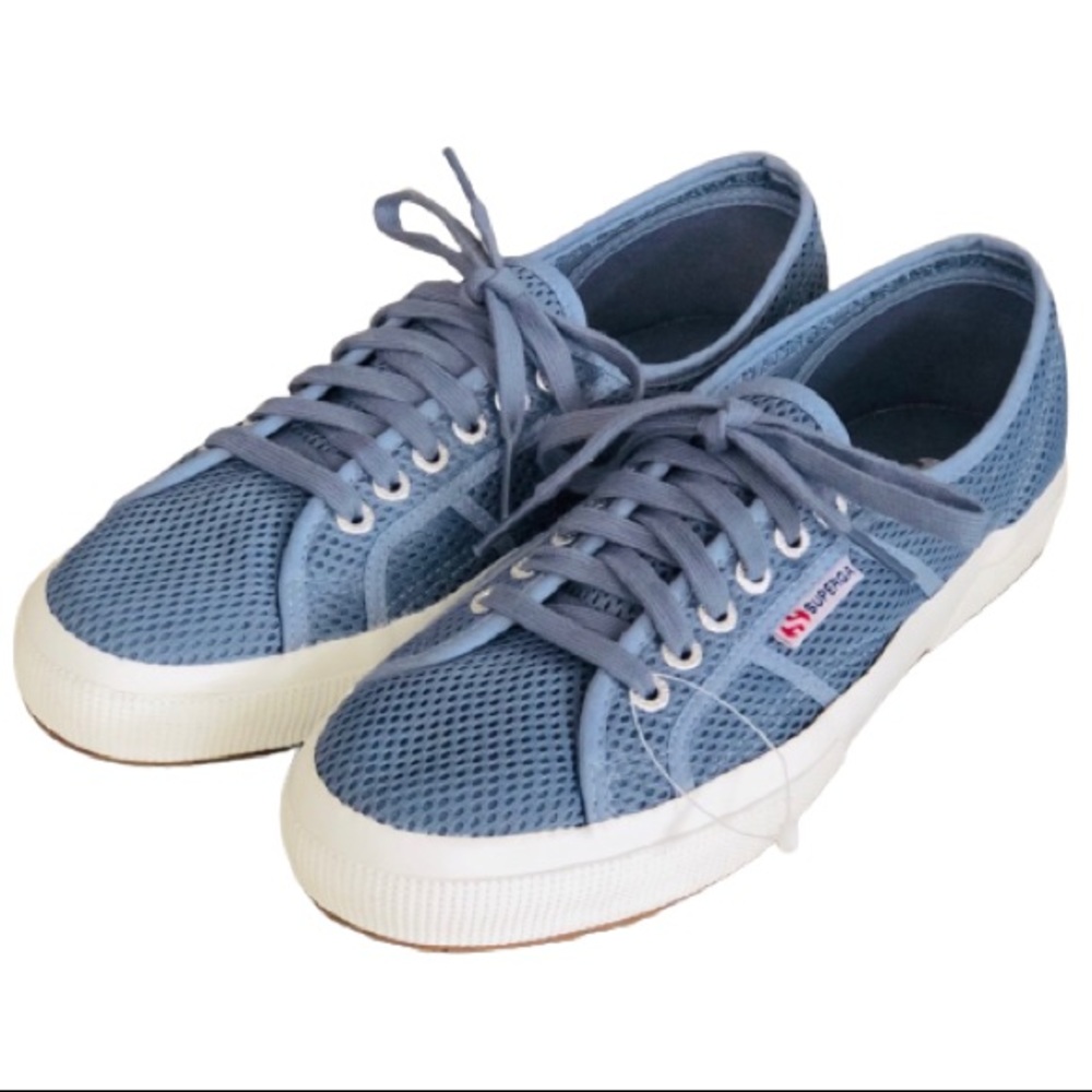 ⭐️Superga⭐️Designer Light Blue Mesh Fabric Low Tops Fashion Sneakers Wo's 9.5